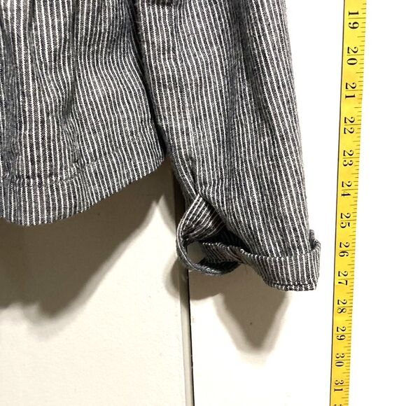 Ann Taylor LOFT Linen Pinstripe Zip Up Drawstring Pockets Jacket Womens Medium - Picture 7 of 13